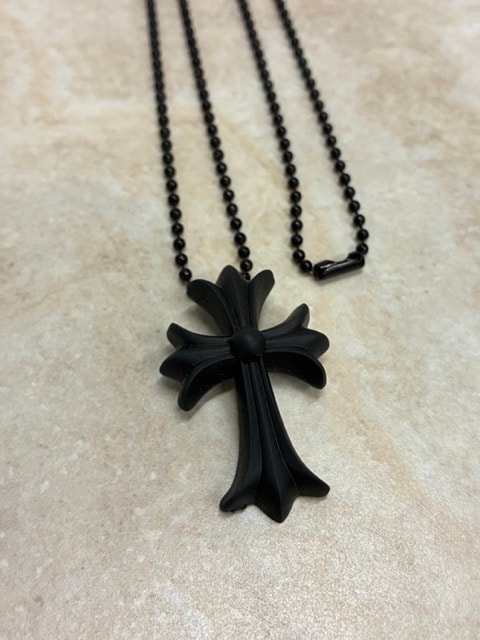 Chrome Hearts Rubber Small CH Cross Silicon Necklace "Black/Lame"