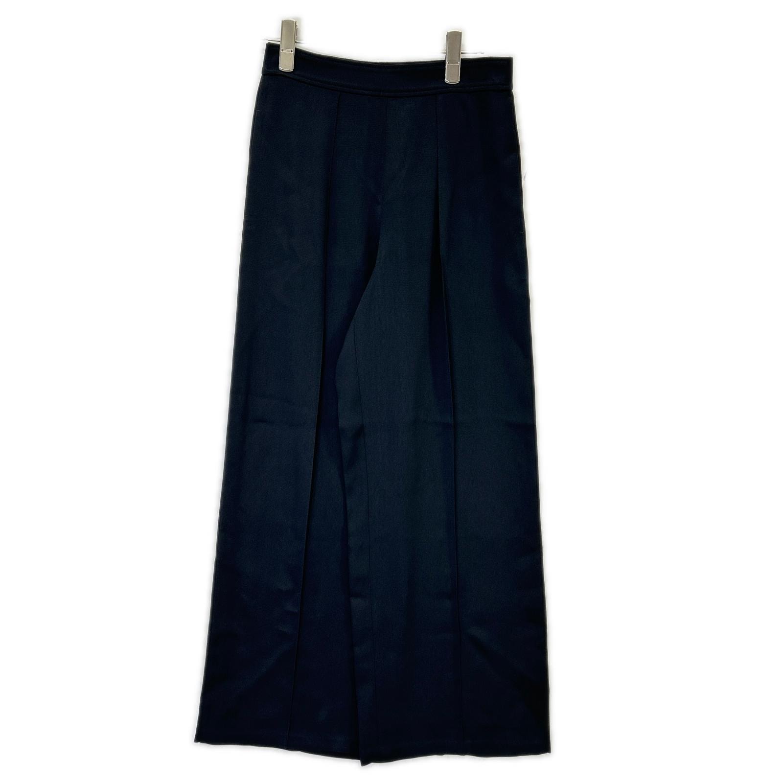 エルメス 24SS 4H0432DF ブラック レーヨンシルク 1タックワイドパンツ 34