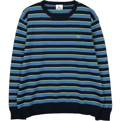 古着 ラコステ LACOSTE ボーダー柄 ウール×アクリルニットセーター メンズXXL相当/eaa645954