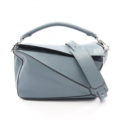 ロエベ LOEWE パズルバッグ ミディアム 2WAY ハンドバッグ バッグ レザー レディース ブルー系 【中古】
