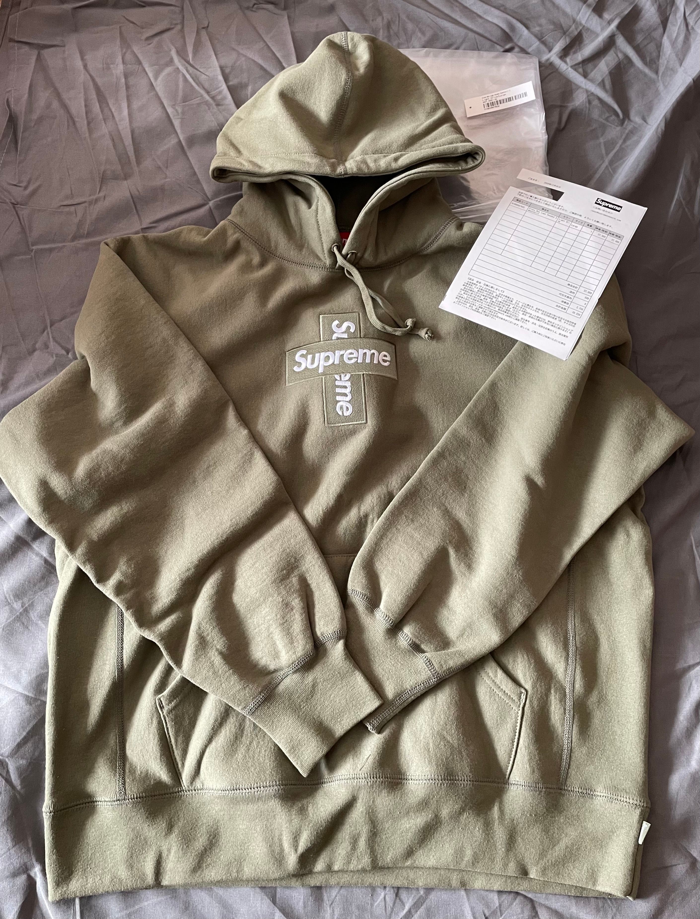 Supreme Cross Box Logo Hooded Sweatshirt "Light Olive"