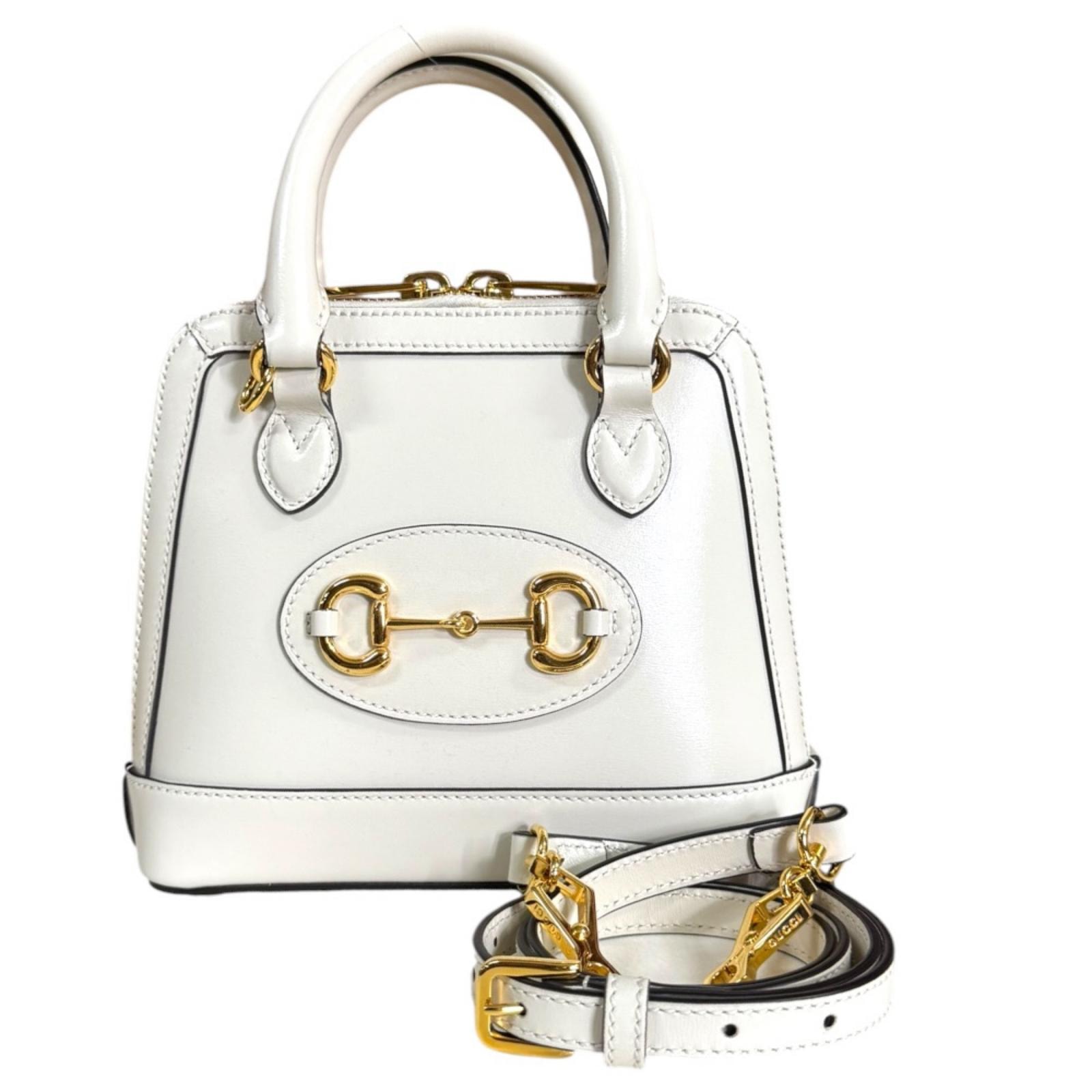 グッチ ホースビット1955 ショルダーバッグ レザー 640716 ホワイト レディース GUCCI  中古