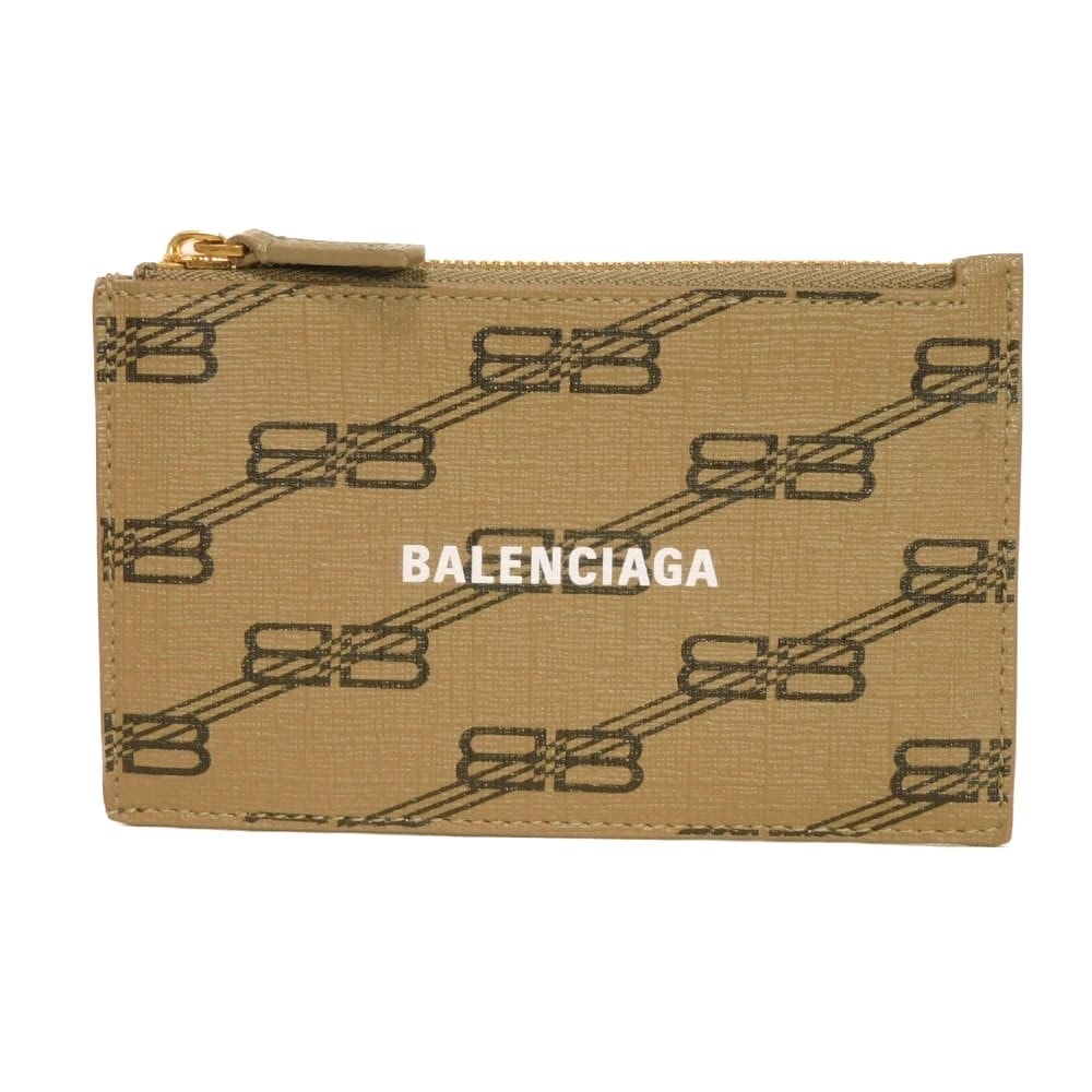 BALENCIAGA バレンシアガ BB モノグラム キャッシュ コイン カードホルダー カードケース フラグメントケース ベージュ ホワイト カードケース 小銭入れ 財布 未使用 新ロゴ ブラウン コインケース 640535 210DA 2762