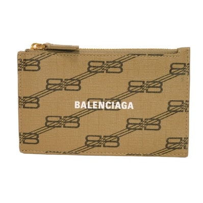 BALENCIAGA バレンシアガ BB モノグラム キャッシュ コイン カードホルダー カードケース フラグメントケース ベージュ ホワイト カードケース 小銭入れ 財布 未使用 新ロゴ ブラウン コインケース 640535 210DA 2762