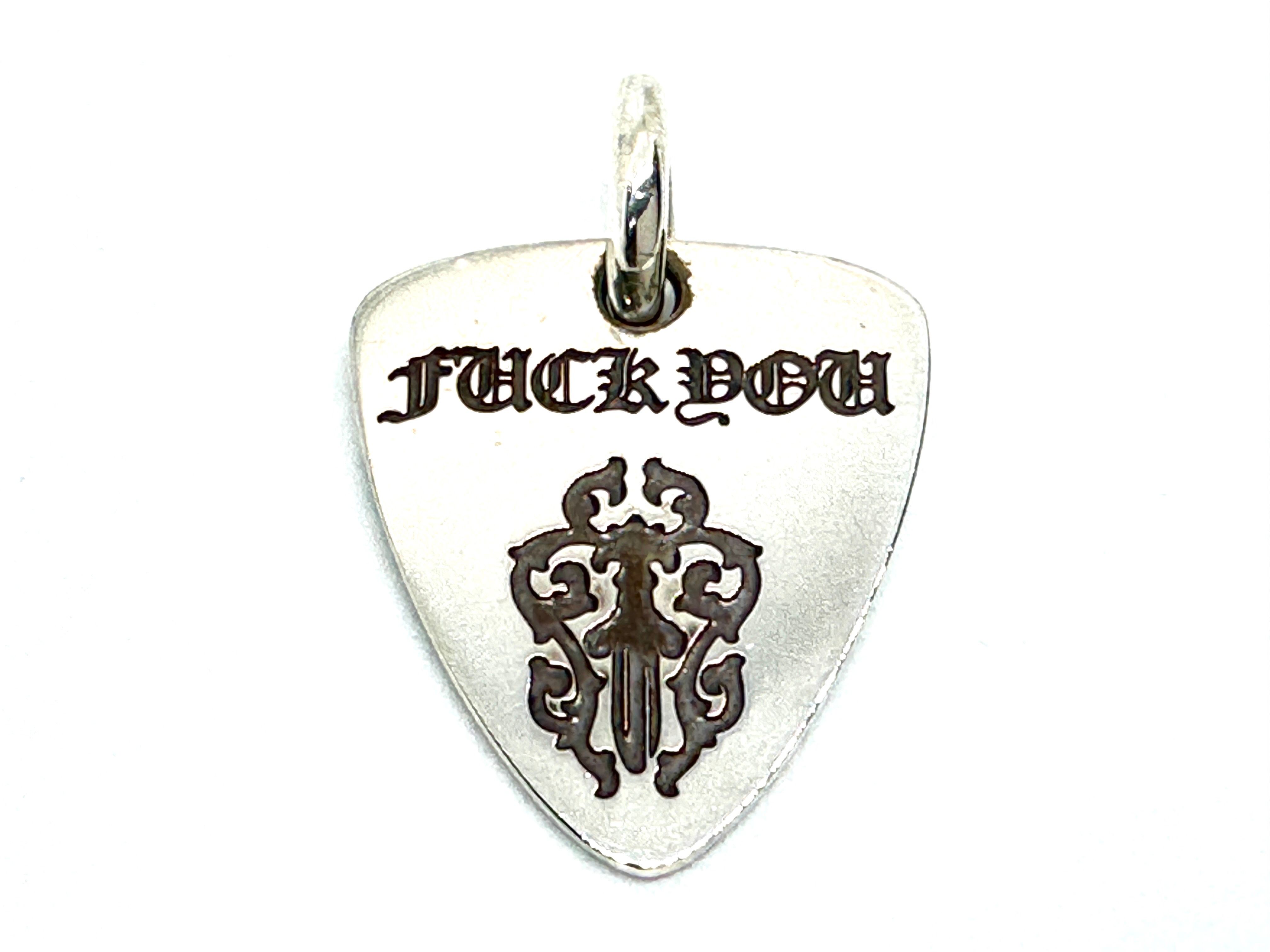 Chrome Hearts Guitar Pick Charm Fuck You Dagger "Silver"