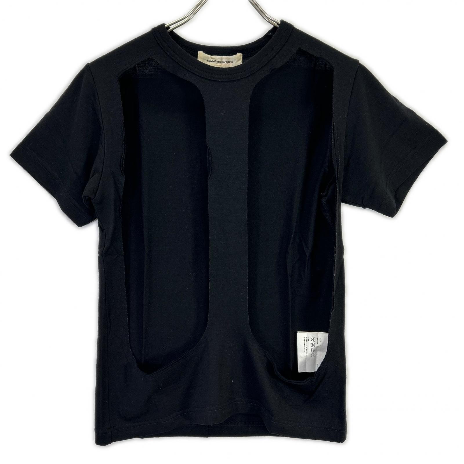コムデギャルソン 16年 GS-T004 ブラック カットアウト Tシャツ S