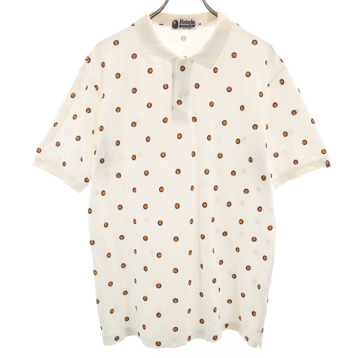 A BATHING APE アベイシングエイプ 日本製 ベイビーマイロ柄 半袖 ポロシャツ XL ホワイト
