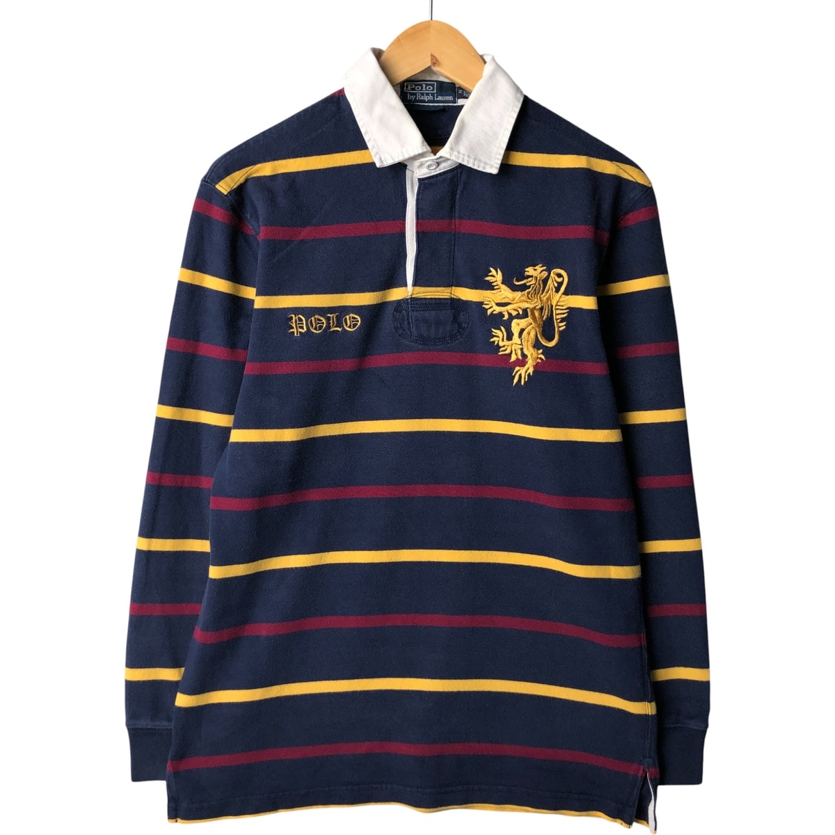 古着 ラルフローレン Ralph Lauren POLO by Ralph Lauren ボーダー柄 長袖 ラガーシャツ メンズM相当/eaa594610
