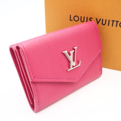 極美品 LOUIS VUITTON ルイ・ヴィトン トリヨン ポルトフォイユロックミニ ホットピンク M67858 三つ折り財布 ピンク シルバー トリヨンレザー レディース