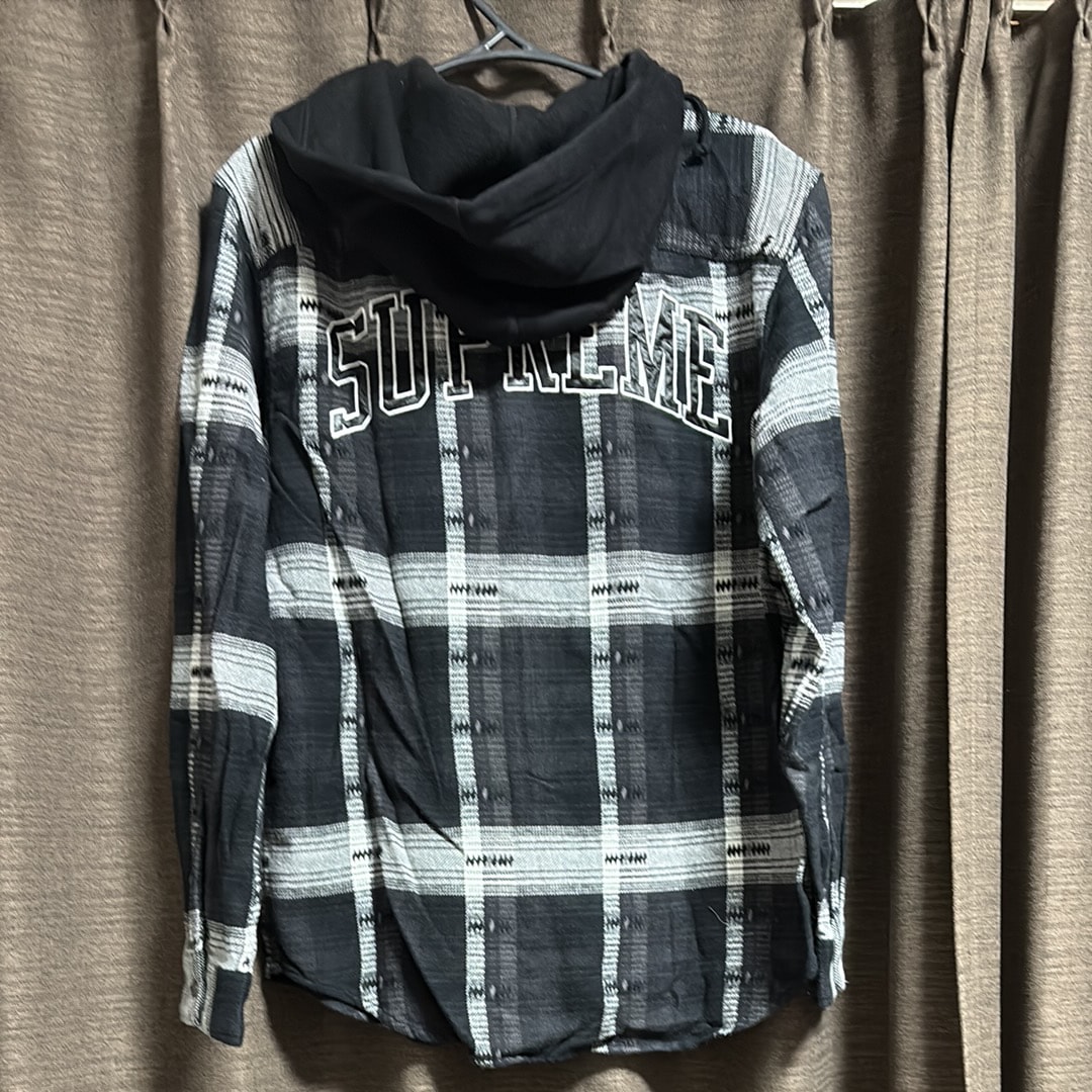 Supreme Hooded Jacquard Flannel Shirt "Black"