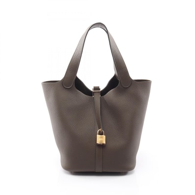 エルメス HERMES ピコタンロックMM ハンドバッグ バッグ レザー トリヨンクレマンス トリヨンクレマンス レディース カーキ系 【中古】
