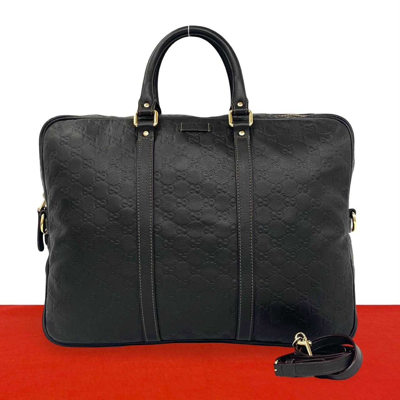 GUCCI グッチ シマ GG 柄 レザー ショルダーバッグ ブラウン
 88296