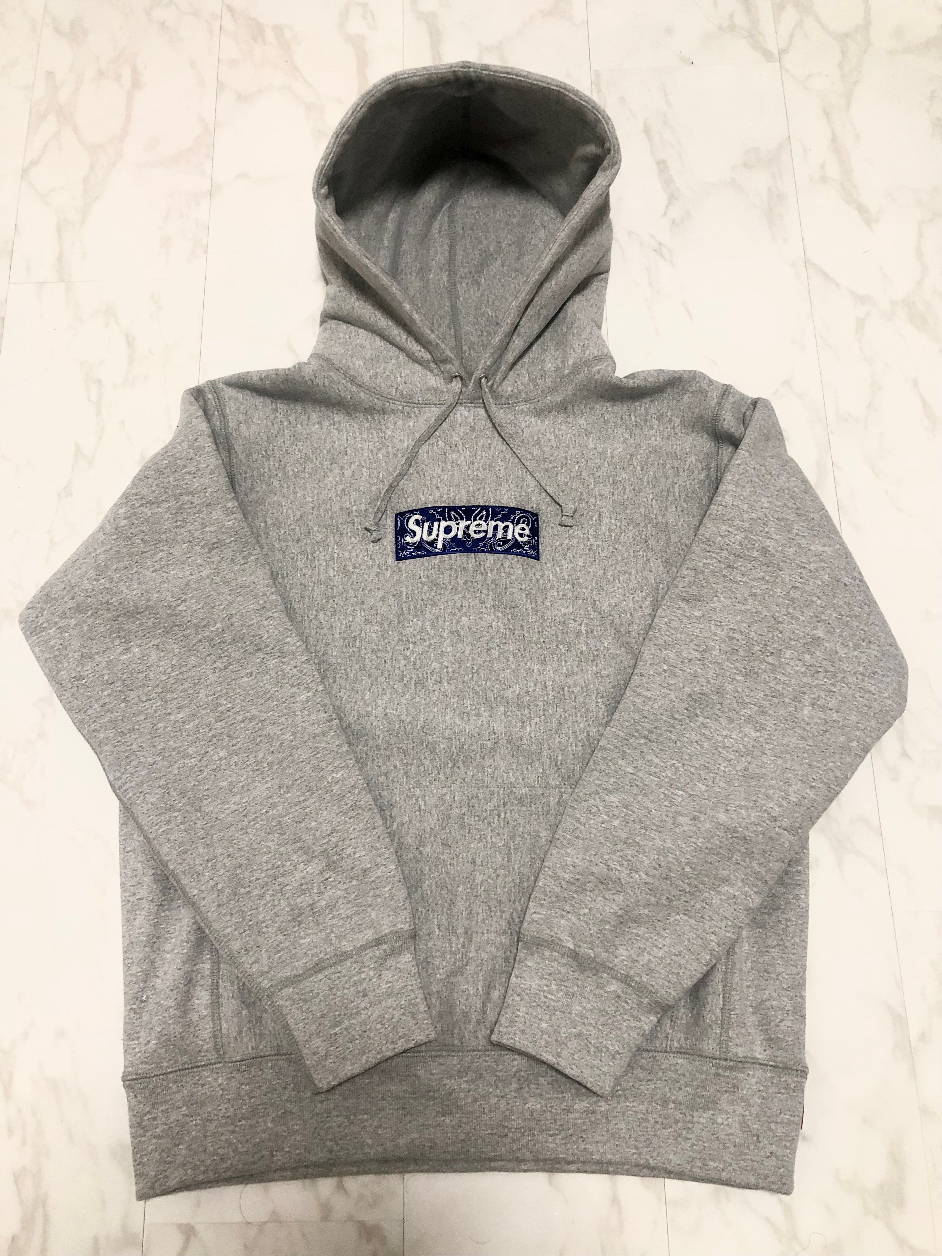 Supreme Bandana Box Logo Hooded Sweatshirt "Grey"