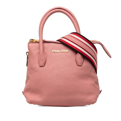ミュウミュウ マドラス ハンドバッグ 2WAY ショルダーバッグ ピンク レザー レディース MIUMIU 【中古】