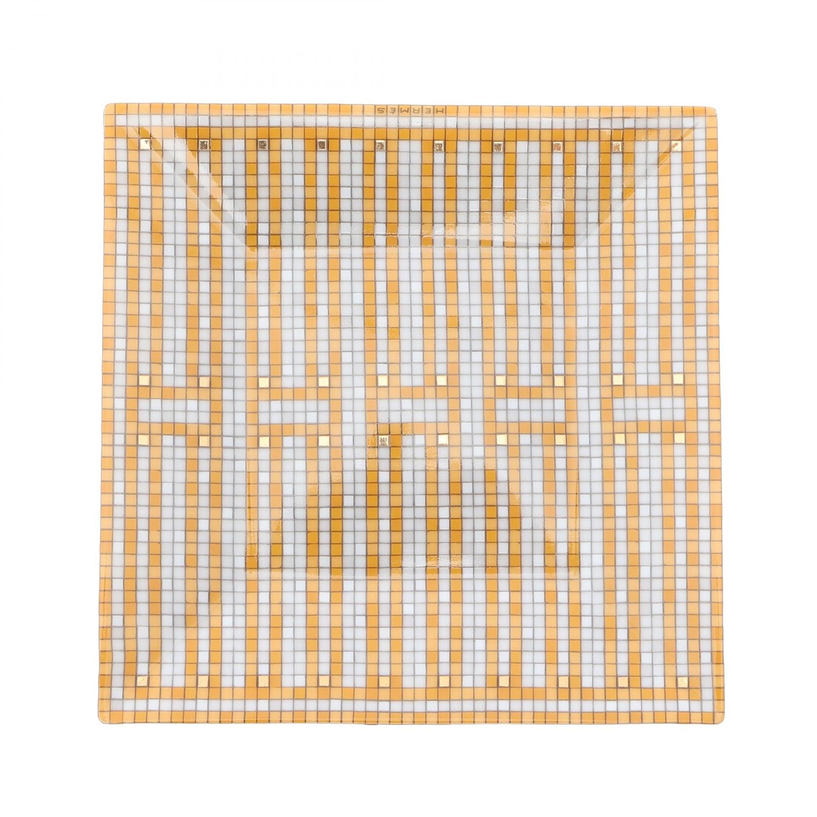 エルメス HERMES プチカレ No2 モザイク 24 ゴールド プレート 食器 アクセサリー ポーセリン ホワイト メンズ レディース ホワイト系 / イエロー系 / ゴールド系 P026042P 【中古】