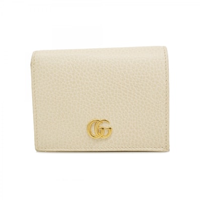 【6de6062】グッチ 財布 GGマーモント 456126 レザー ホワイト ゴールド金具【中古】レディース