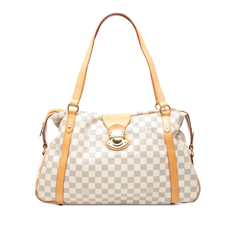 ルイ ヴィトン ダミエ アズール ストレーザGM ハンドバッグ トートバッグ N42221 ホワイト PVC レザー レディース LOUIS VUITTON 【中古】