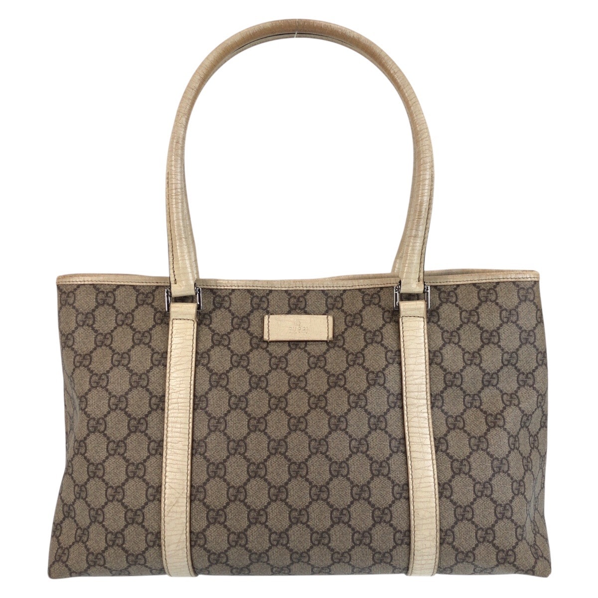 GUCCI グッチ ベージュ ホワイト白 GGキャンバス レザー/ トートバッグ ショルダーバッグ 506348 【中古】