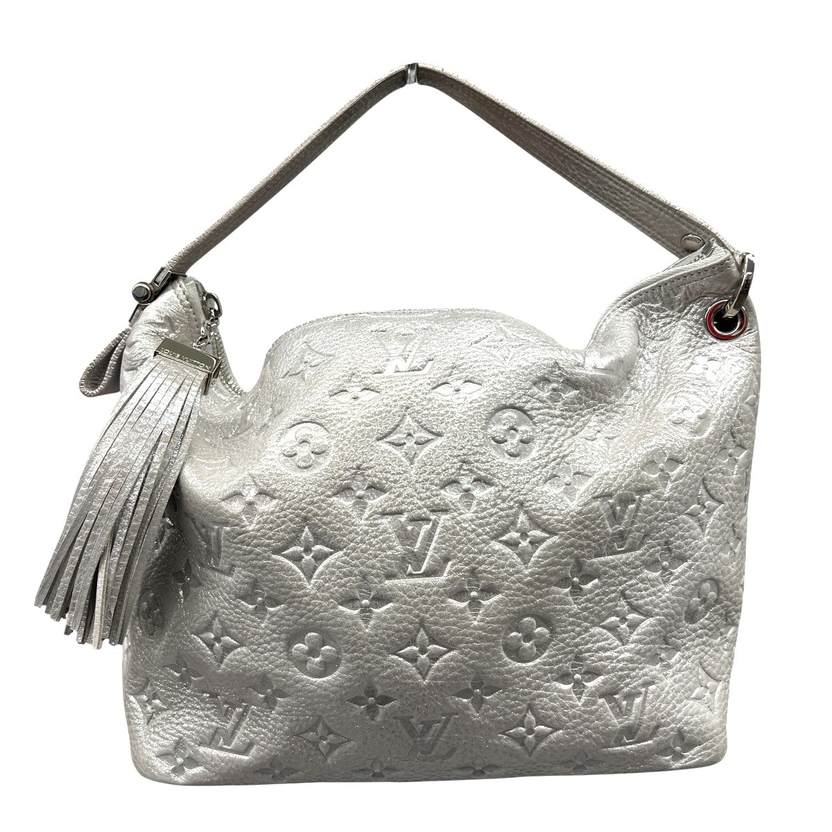 LOUIS VUITTON 希少 美品 ルイヴィトン 08AW ハロ モノグラムシマー アルジャン ハンドバッグ M95819 レザー VI4008 シルバー ワンショルダー セミショルダー タッセル LV ヴィトン ABランク 中古 鑑定済 ヴィトンバッグ