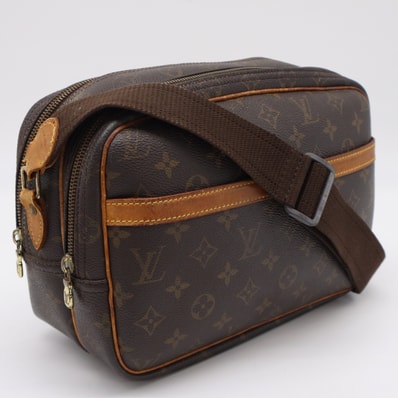 LOUIS VUITTON ルイ・ヴィトン モノグラム リポーターPM M45254 ショルダーバッグ ブラウン コーティングキャンバス レザー メンズ