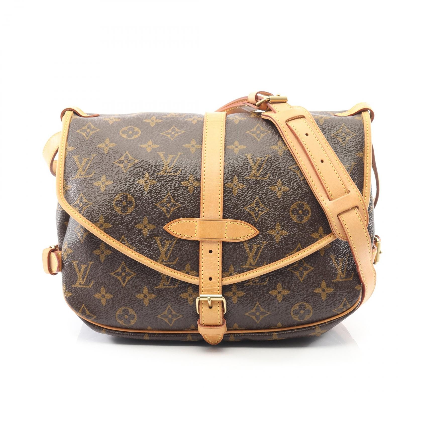 ルイ・ヴィトン LOUIS VUITTON ソミュール30 モノグラム ショルダーバッグ バッグ PVCコーティングキャンバス レザー レディース ブラウン系 M42256 【中古】