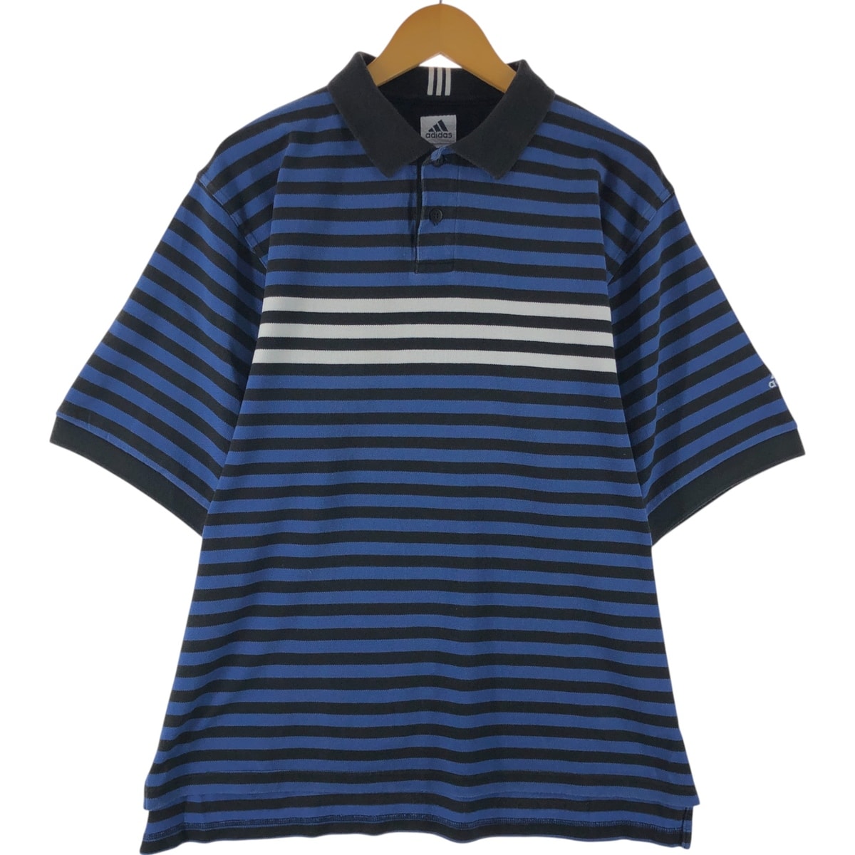 古着 アディダス adidas 半袖 ボーダー ポロシャツ メンズL相当/eaa551565