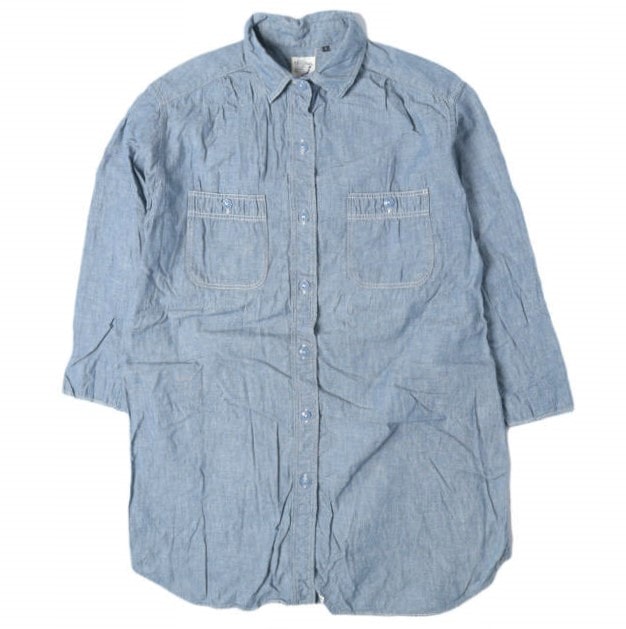 orslow x BEAMS BOY オアスロウ ビームスボーイ 別注 日本製 ロングワークシャツ 1(ONE SIZE) Blue 七分袖 シャンブレー トップス g13382