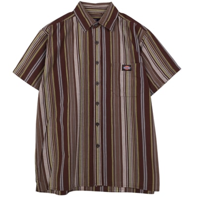 古着 ディッキーズ Dickies ストライプ柄 半袖 ワークシャツ ボックスシャツ メンズM相当/eaa637815
