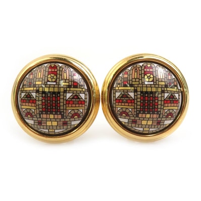 エルメス HERMES イヤリング 七宝焼き メタル/エナメル ゴールド/マルチカラー レディース【中古】 e61492a