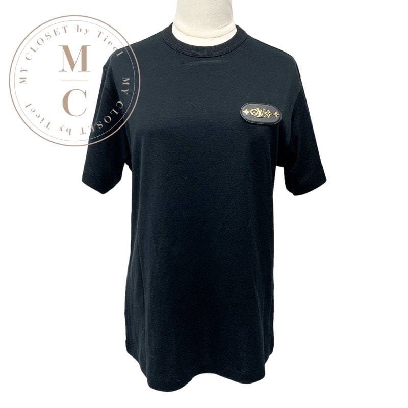 ルイヴィトン LOUIS VUITTON トップス コットン ブラック ゴールド Tシャツ モノグラム 半袖