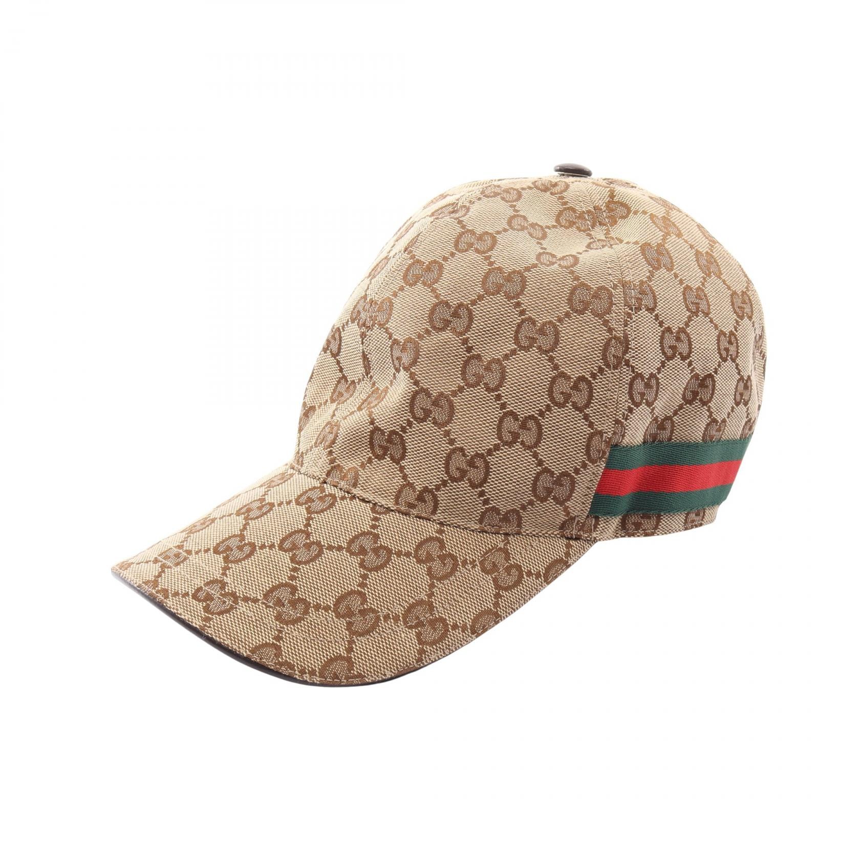 グッチ GUCCI GGキャンバス ウェブライン キャップ 帽子 ポリエステル メンズ レディース ベージュ系 / グリーン系 / レッド系 200035 【中古】