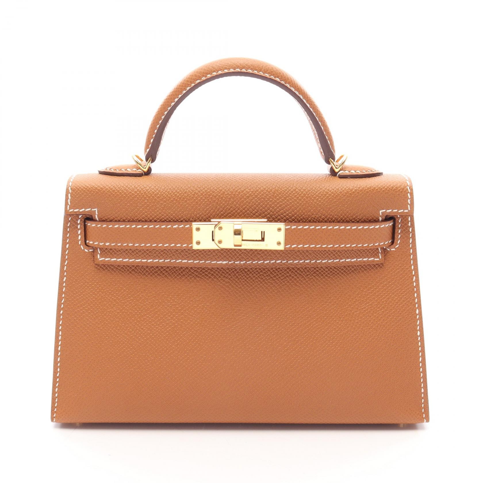 エルメス HERMES ミニケリー2 ゴールド 外縫い 2WAY ハンドバッグ バッグ ヴォーエプソン ヴォーエプソン B刻印(2023年製造) レディース ブラウン系 26070209 【中古】