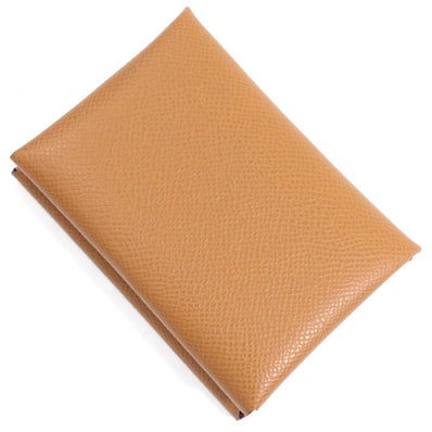 【新品】エルメス カードケース コインケース 財布 カルヴィ デュオ 茶 ゴールド ブラウン エプソン 二つ折り財布 小銭入れ レザー HERMES メンズ レディース カードホルダー カード入れ 本革 2つ折り コンパクト 薄い 小さい スリム シンプル