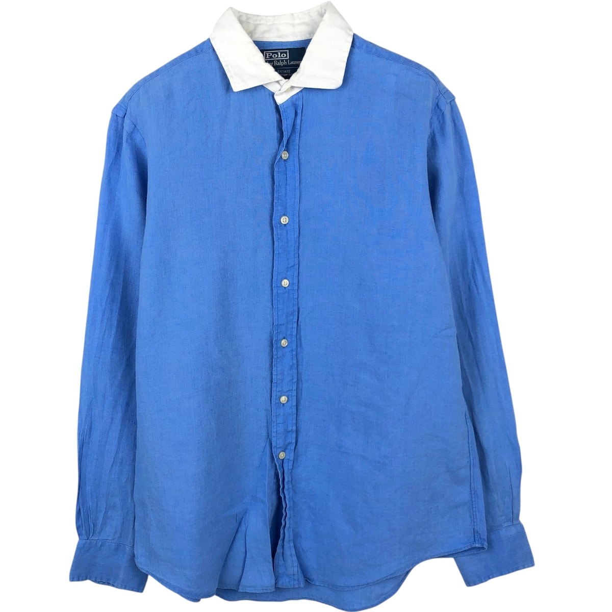 古着 ラルフローレン Ralph Lauren POLO by Ralph Lauren ESTATE CUSTOM FIT ワイドカラー 長袖 リネンシャツ クレリックシャツ メンズL相当/eaa668024