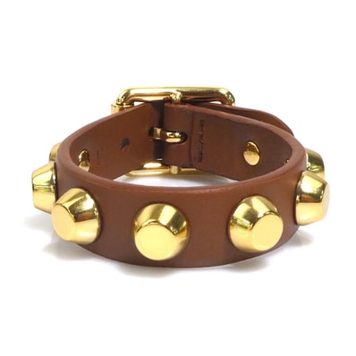 プラダ PRADA ブレスレット レザー ブラウン レディース【中古】 56681k