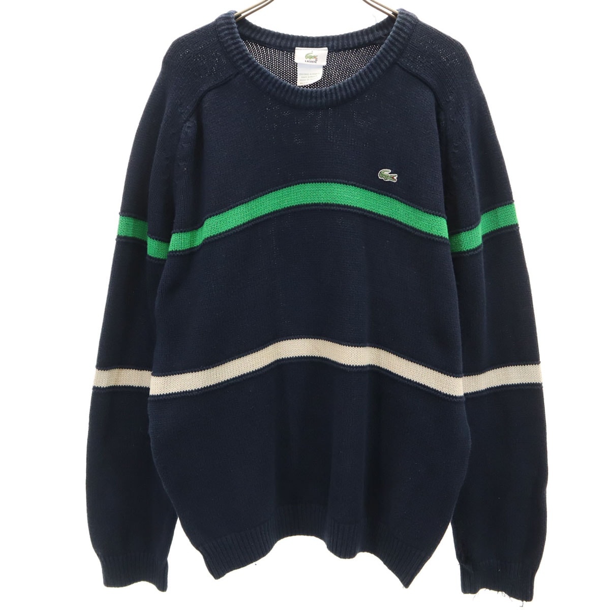 LACOSTE ラコステ 90s フランス製 フレラコ オールド 長袖 ニット 4 ネイビー セーター
