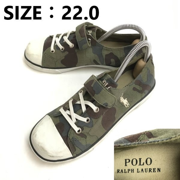 POLO RALPH LAUREN/ラルフローレン★カモフラ/ローカットスニーカー【size:22.0/迷彩柄】ベルクロ/sneakers/Shoes/trainers◆sJ-148