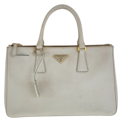 PRADA プラダ サフィアーノ ガレリア ホワイト ゴールド金具 レザー トートバッグ ハンドバッグ 506007 【中古】
