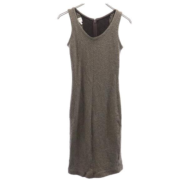ARMANI COLLEZIONI アルマーニコレッツォーニ ウールブレンド ノースリーブ ニット ワンピース 40 ブラウン系