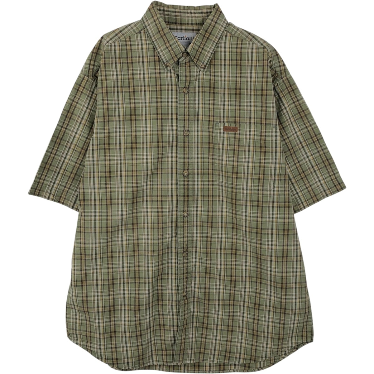 古着 00年代 カーハート Carhartt チェック柄 ボタンダウン 半袖 ワークシャツ メンズL相当/eaa655629