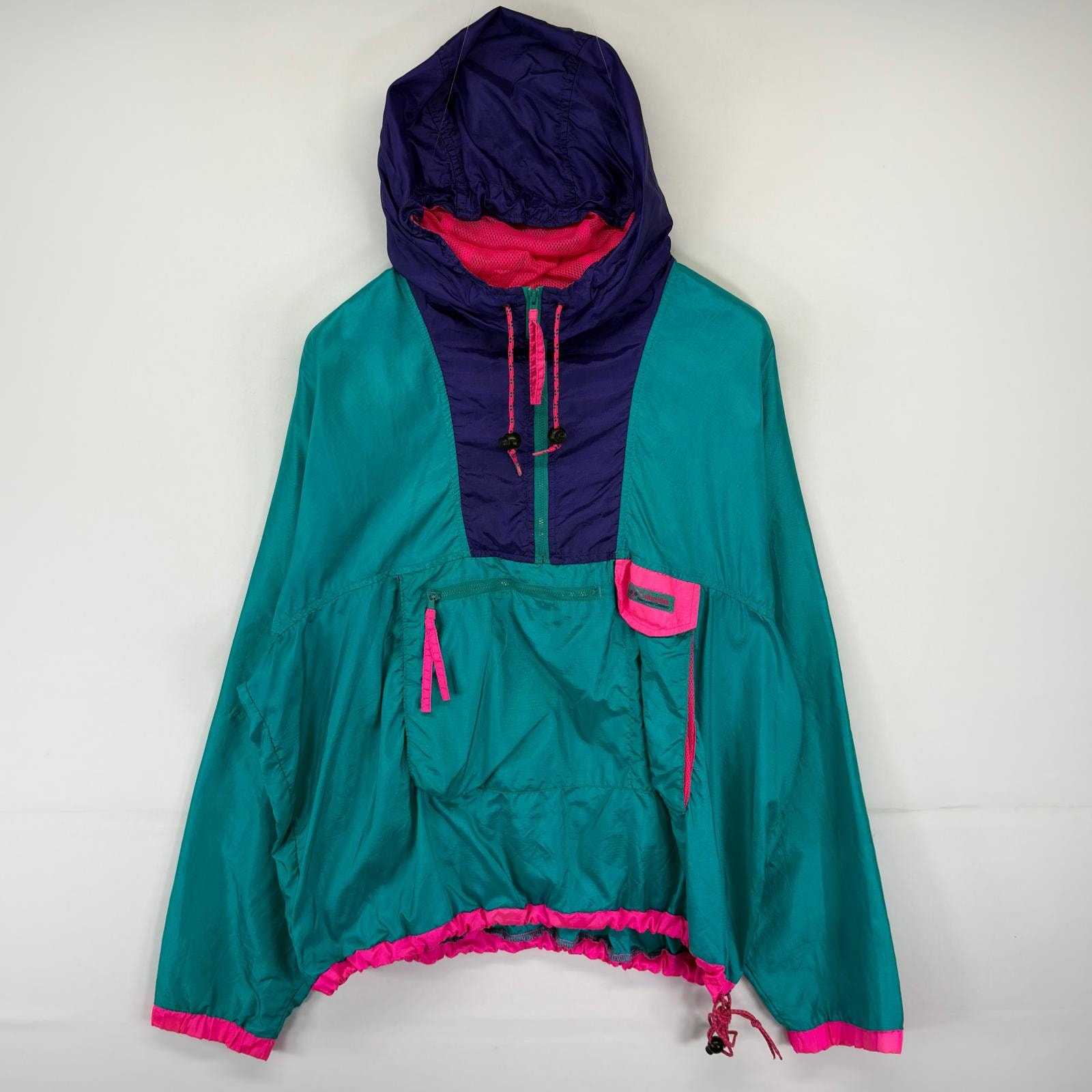 古着 90's/90年代 コロンビア Columbia ナイロンジャケット アノラックジャケット プルオーバー  ハーフジップ XL  グリーン メンズ