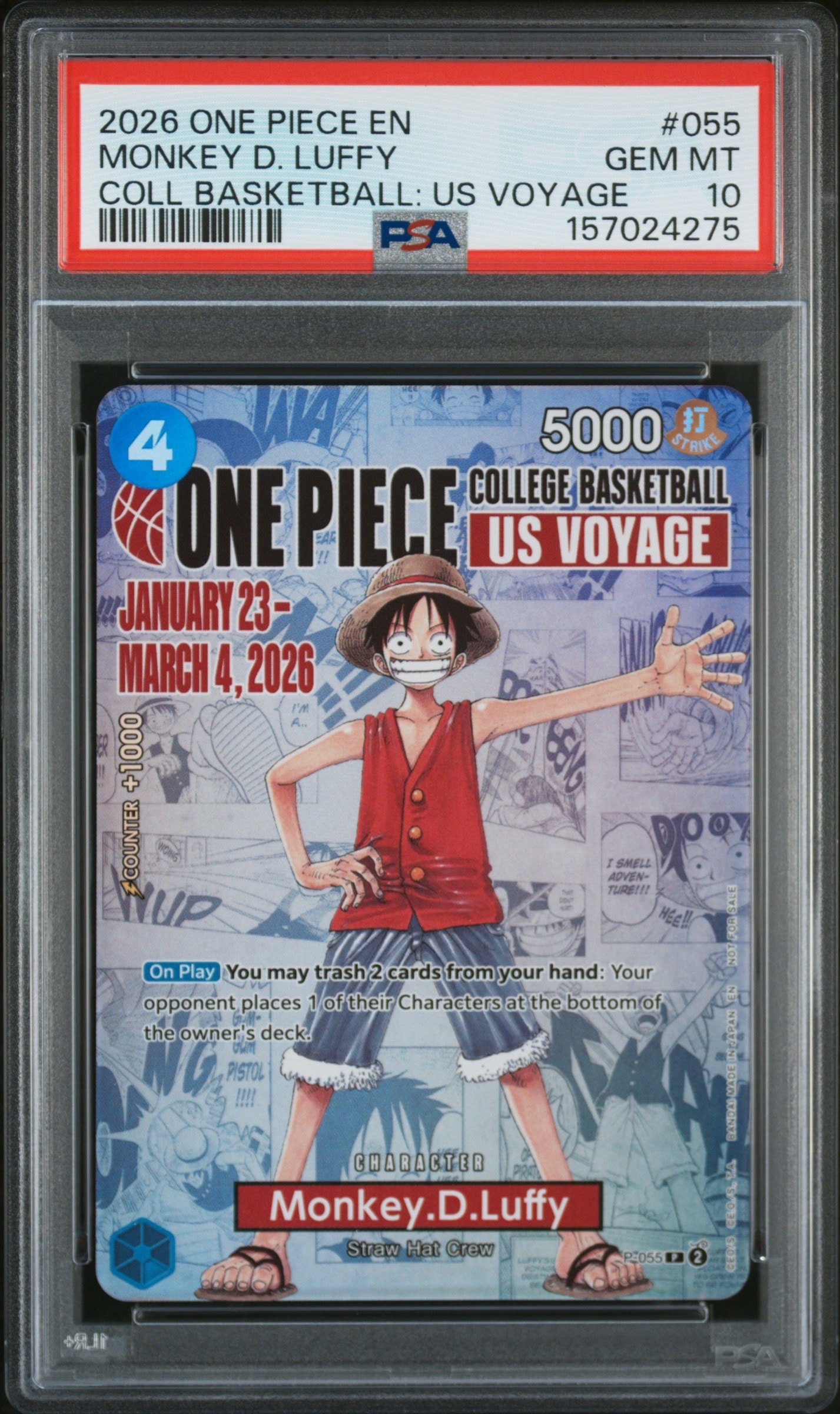 PSA10】モンキー・D・ルフィ：P (開封済) [P-055]【英語版