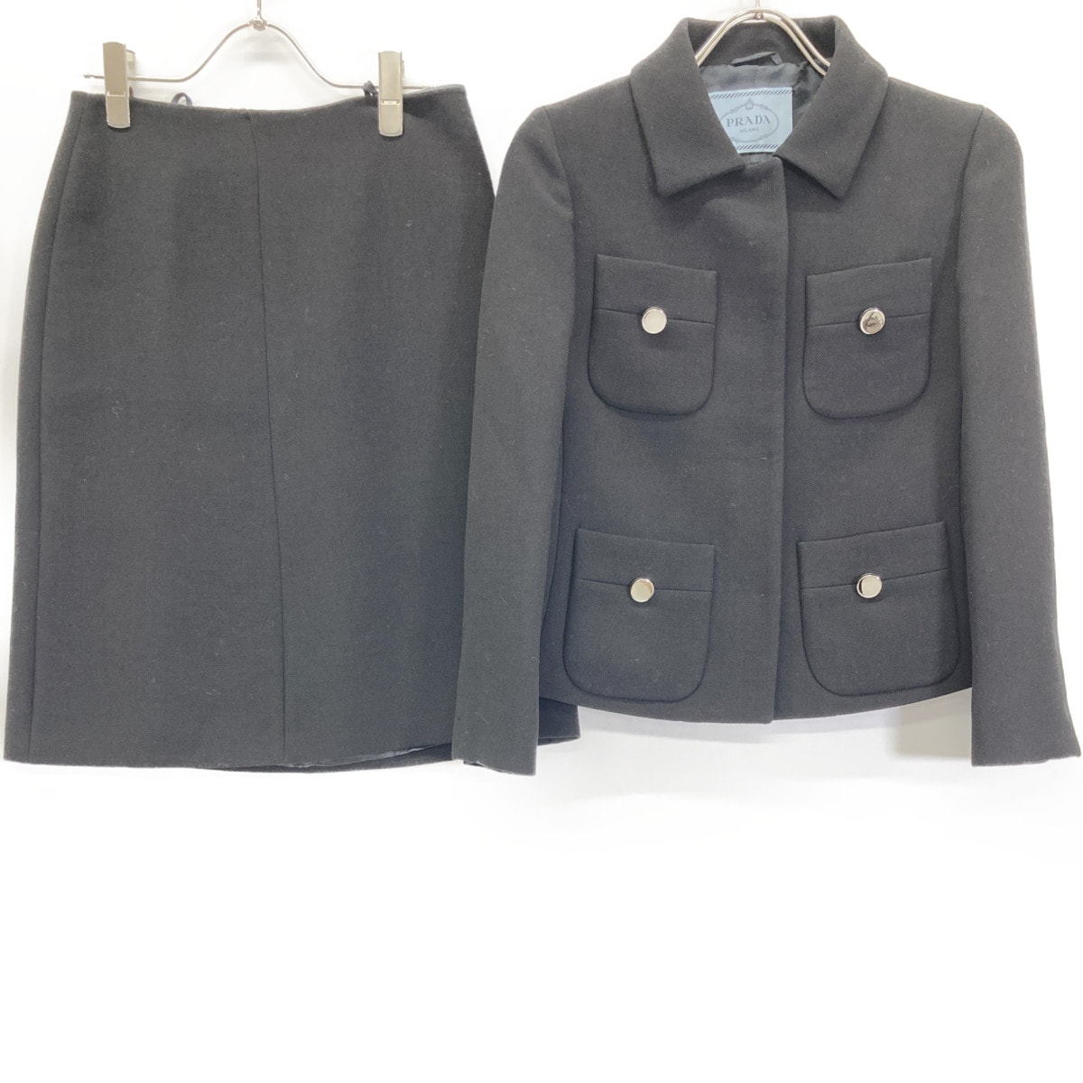 プラダ 13年製 P555A ﾌﾞﾗｯｸ ｳｰﾙ ｾｯﾄｱｯﾌﾟ 38