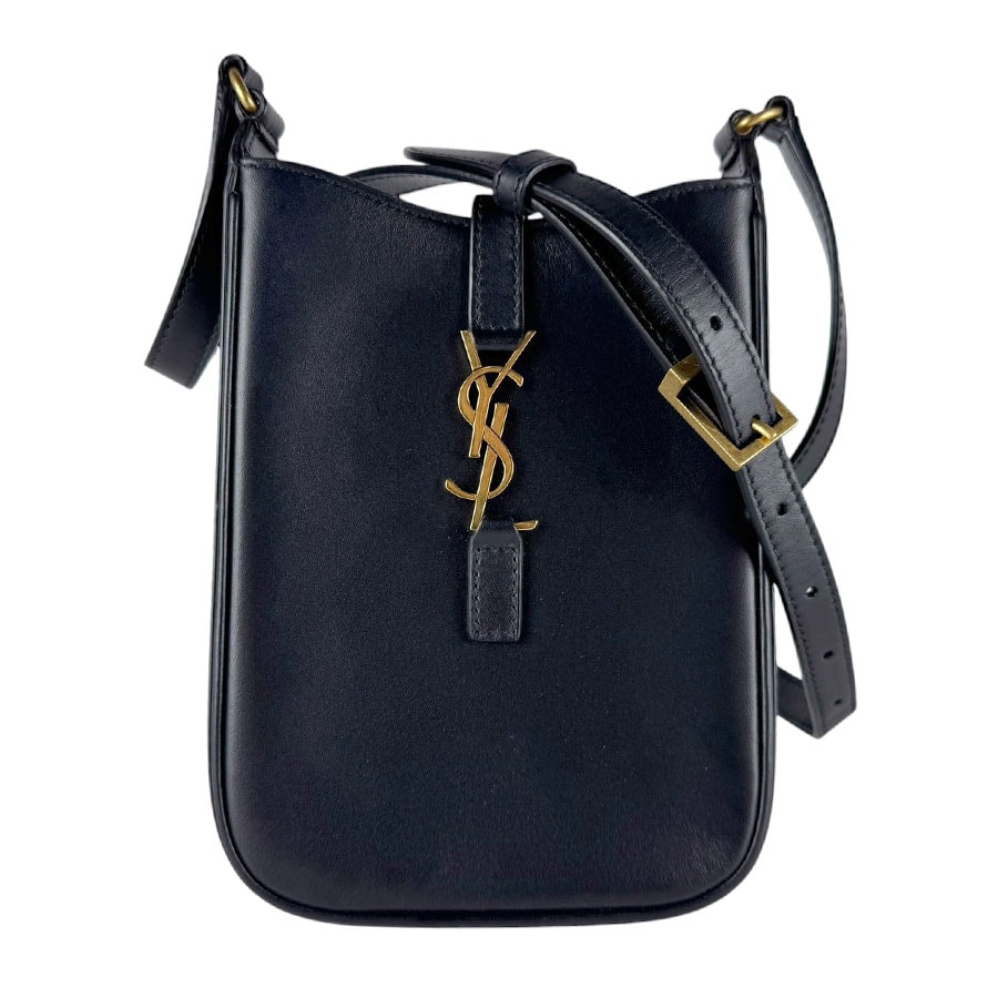 サンローラン SAINT LAURENT 斜め掛けショルダーバッグ レザー ブラック ゴールド レディース【中古】 z10690