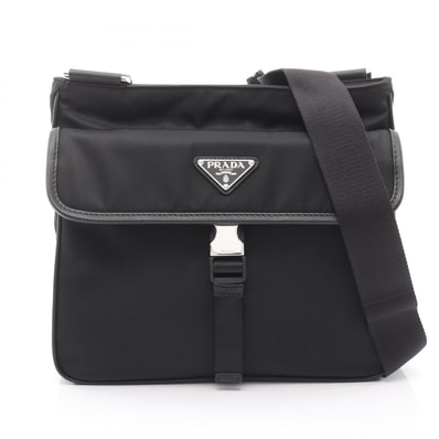 プラダ PRADA RE-NYLON TESSUTO+SAFFIANO ショルダーバッグ バッグ ナイロン サフィアーノレザー メンズ レディース ブラック系 2VH1192DMHF0002 【新品】