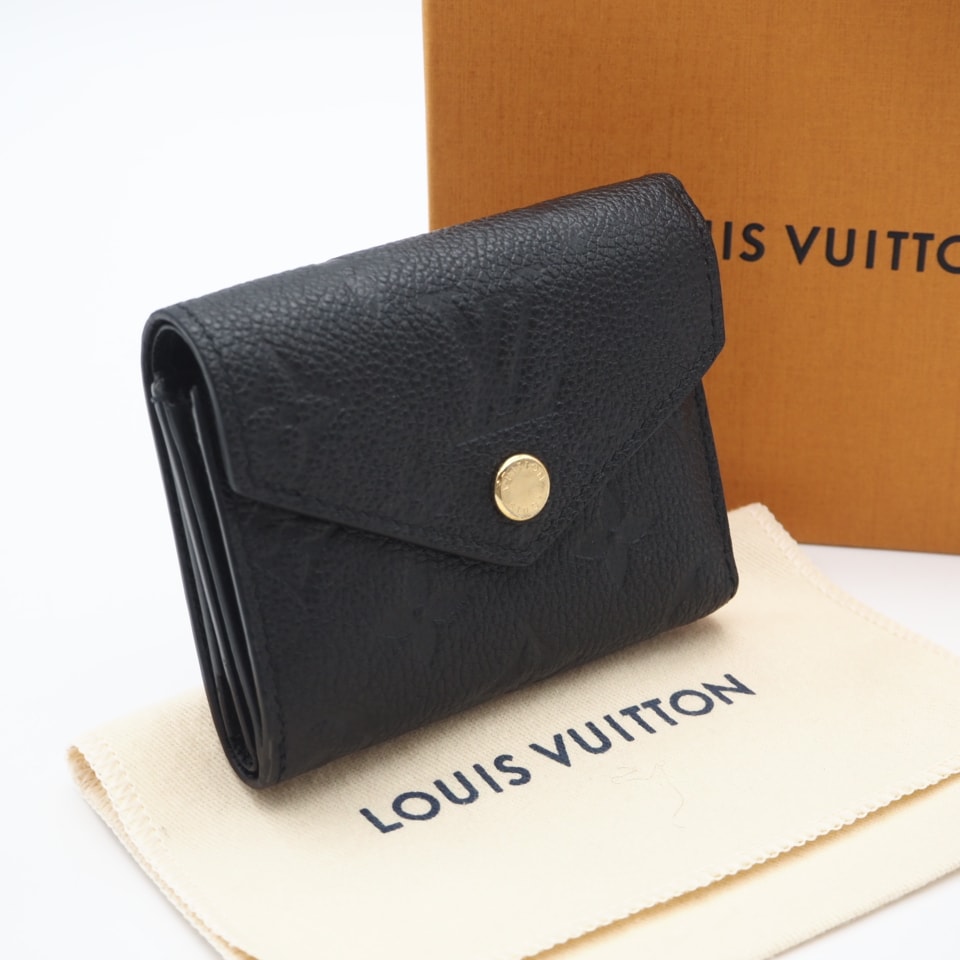美品 LOUIS VUITTON ルイ・ヴィトン アンプラント ポルトフォイユゾエ ノワール M62935 三つ折り財布 ブラック レザー レディース