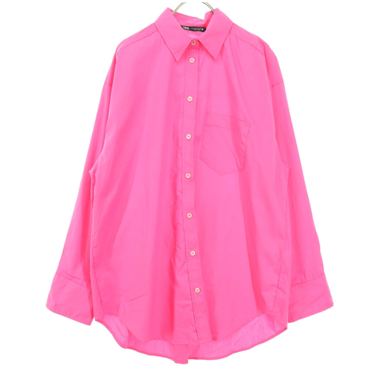 美品 ZARA ザラ 長袖 コットンシャツ S ピンク 胸ポケット