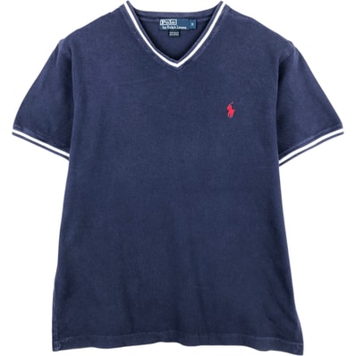 古着 ラルフローレン Ralph Lauren POLO by Ralph Lauren 鹿の子 半袖VネックTシャツ メンズM相当/eaa621644