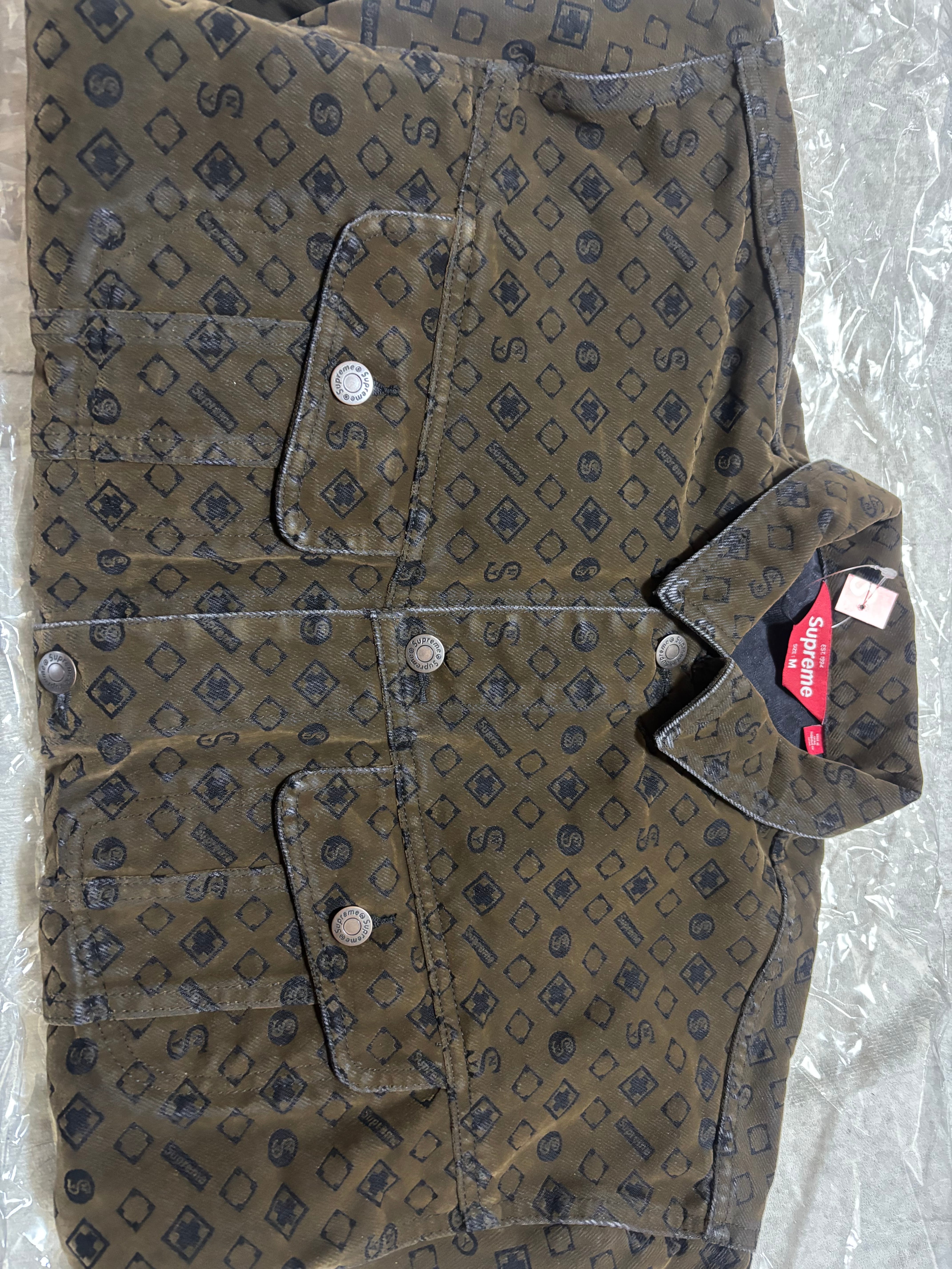 Supreme Flocked Denim Trucker Jacket "Black"