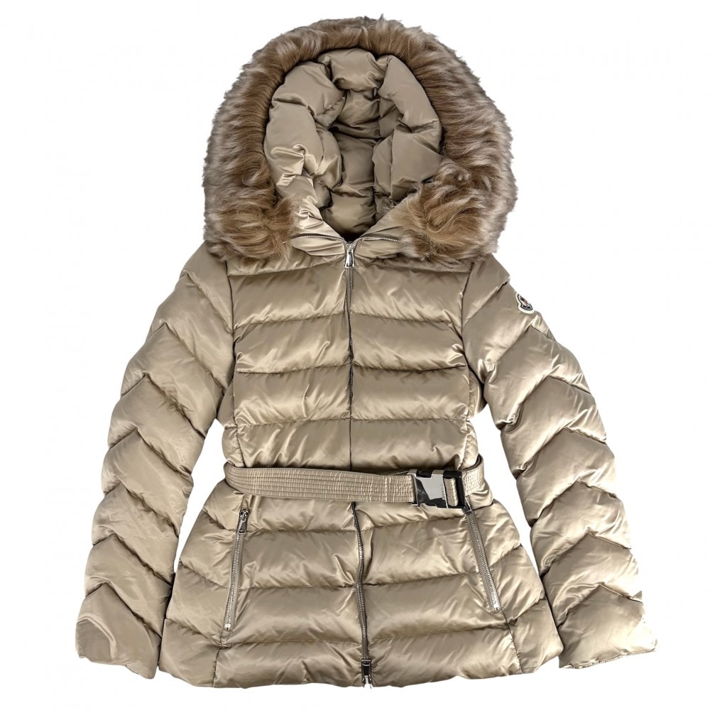 MONCLER モンクレール ダウンジャケット CUPIDONE アウター アパレル 0サイズ 服 フード付き ベージュ系 シルバー金具 ナイロン    レディース 冬【中古品】